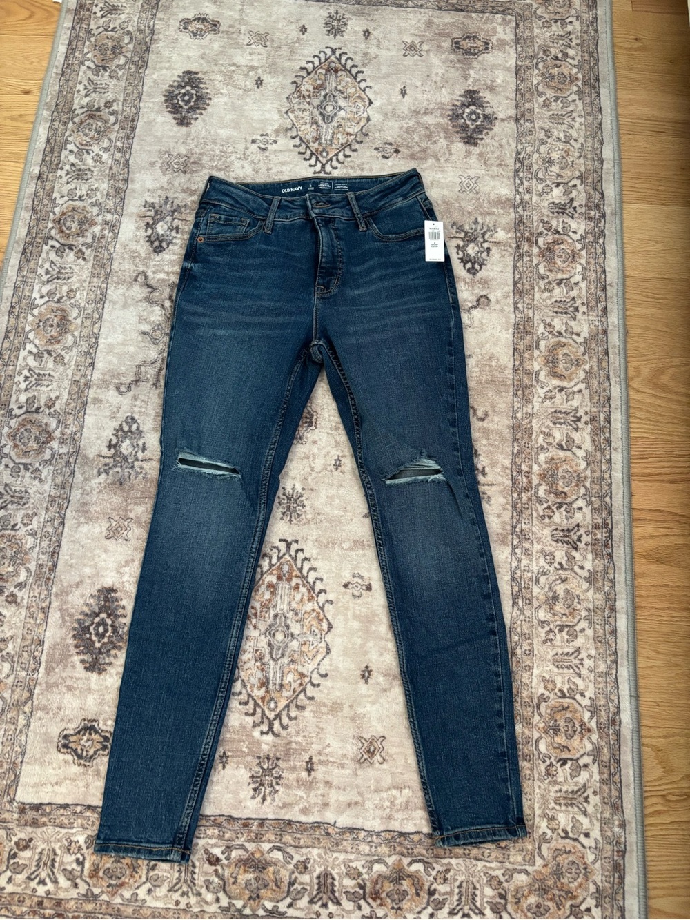 Old Navy Dark Blue Skinny Jeans with Knee Rips - Women